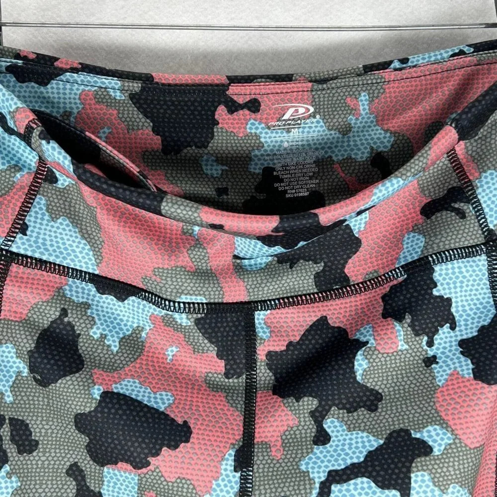 Pro Player Leggings Womens Sz M Wicking Camo Compression Athletic Pink Gray - Picture 3 of 10
